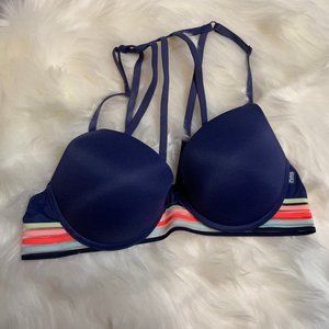 VS PINK Strappy Push Up Bra Blue Multi 36B